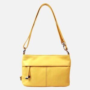 TIGNANELLO Yellow Pebbled Leather Crossbody/Shoulder Bag